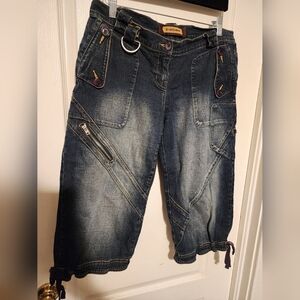 Bebe Blue Long Jean Shorts Size 30